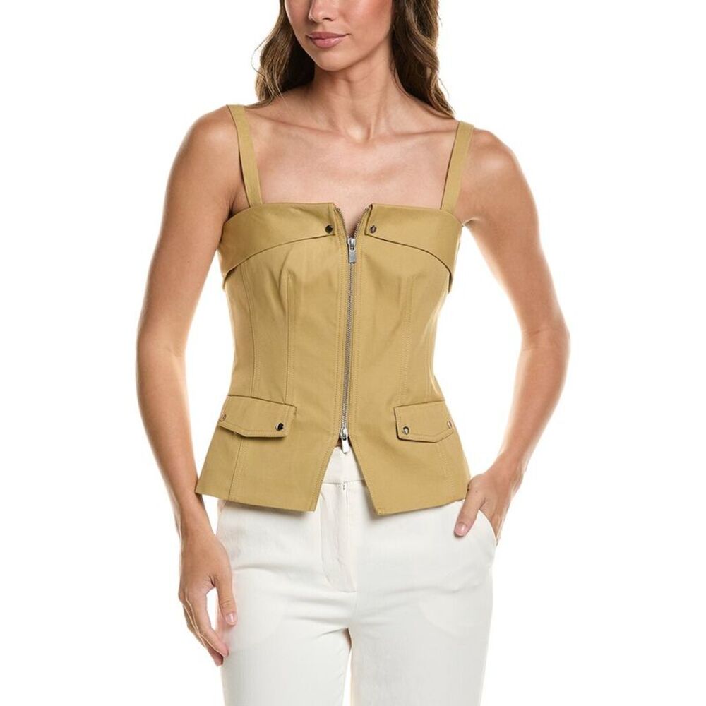 Toccin Womens  Jayden Zip Front Moto Top, Brown